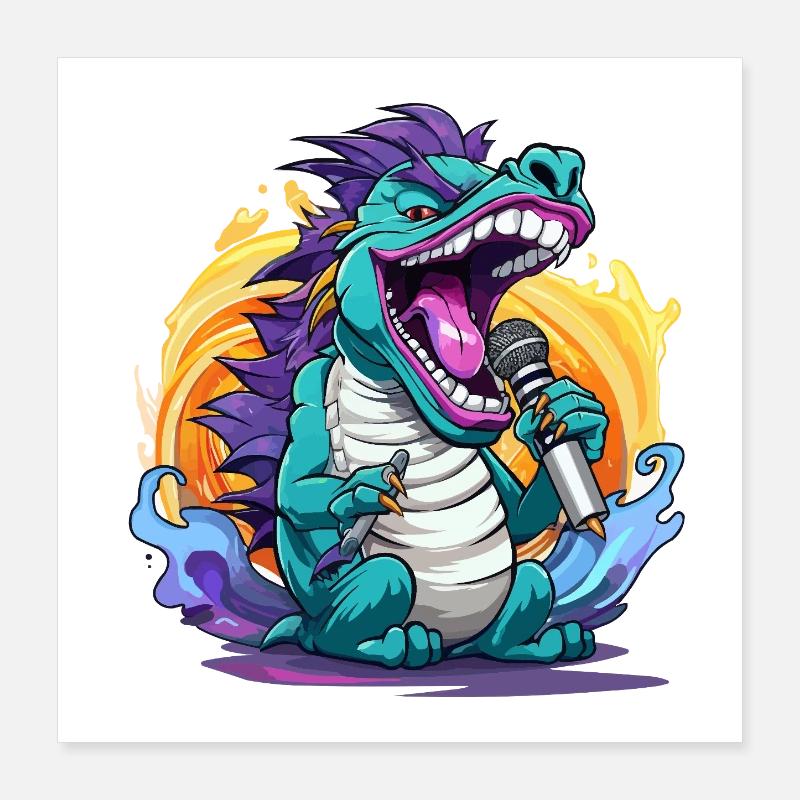 Dragon Singer avec micro Poster 40 x 40 cm
