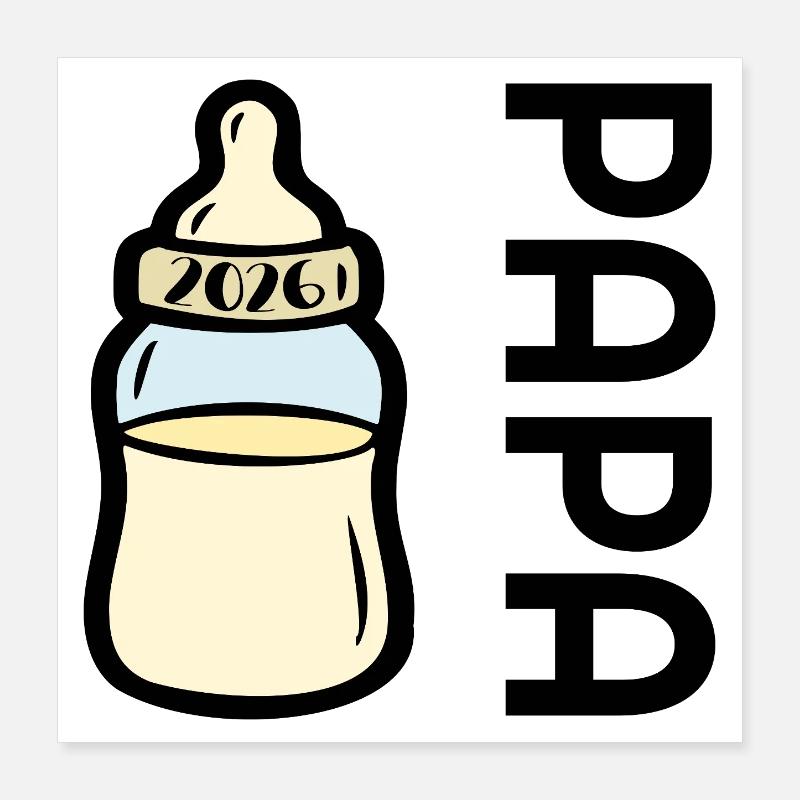 Annonce du bébé - Papa 2026 du biberon Poster 40 x 40 cm