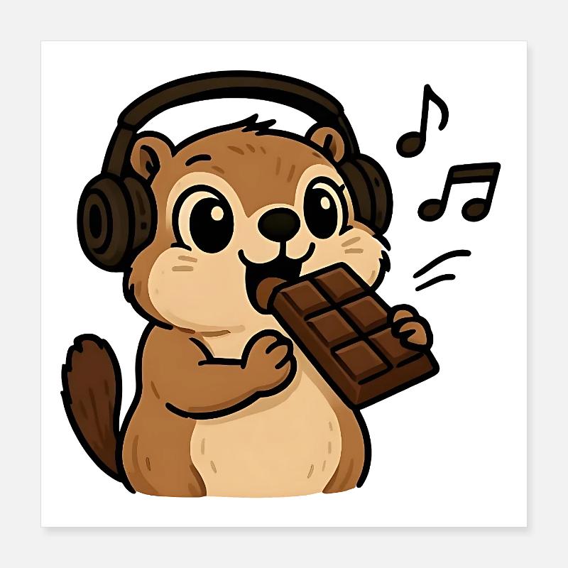 et la marmotte mange le chocolat Poster 40 x 40 cm