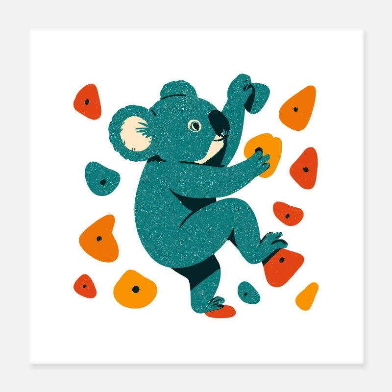Bouldering Koala Koala Bear Climbing Gift Poster 16" x 16" (40x40 cm)