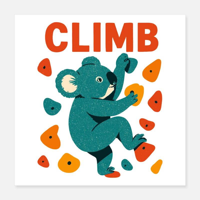 Bouldern Koala Koalabär Aufstieg Klettern Geschenk Poster 40x40 cm