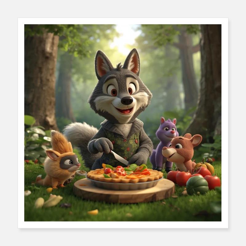 Wolf, grauer Wolf, Plüschwolf Poster 40x40 cm