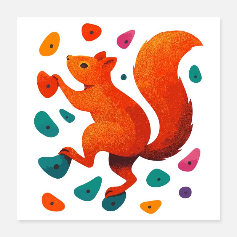Bouldern Eichhörnchen Klettern Motivation Geschenk Poster 40x40 cm