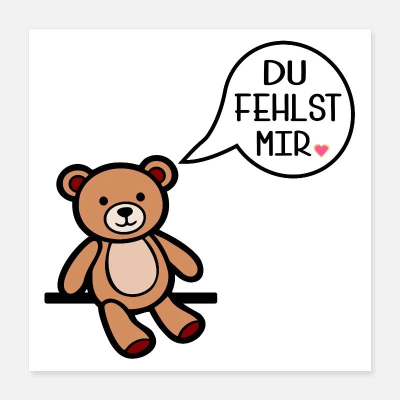 Tu me manques - ours Poster 40 x 40 cm