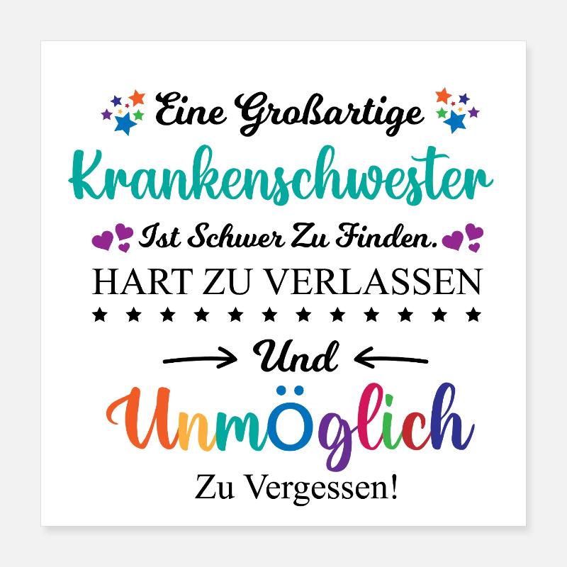 Krankenschwester Beruf Spruch Abschied Geschenk Poster 40x40 cm