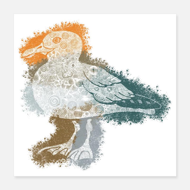 Zentangle-Möwe Poster 40x40 cm