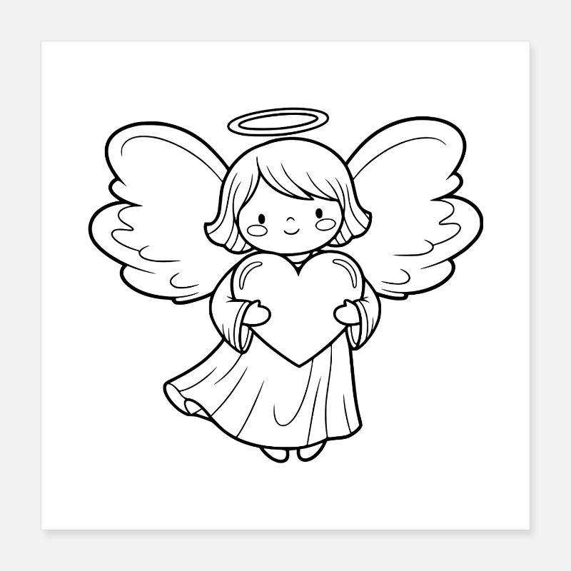 Schutzengel mit Herz Illustration Poster 40x40 cm