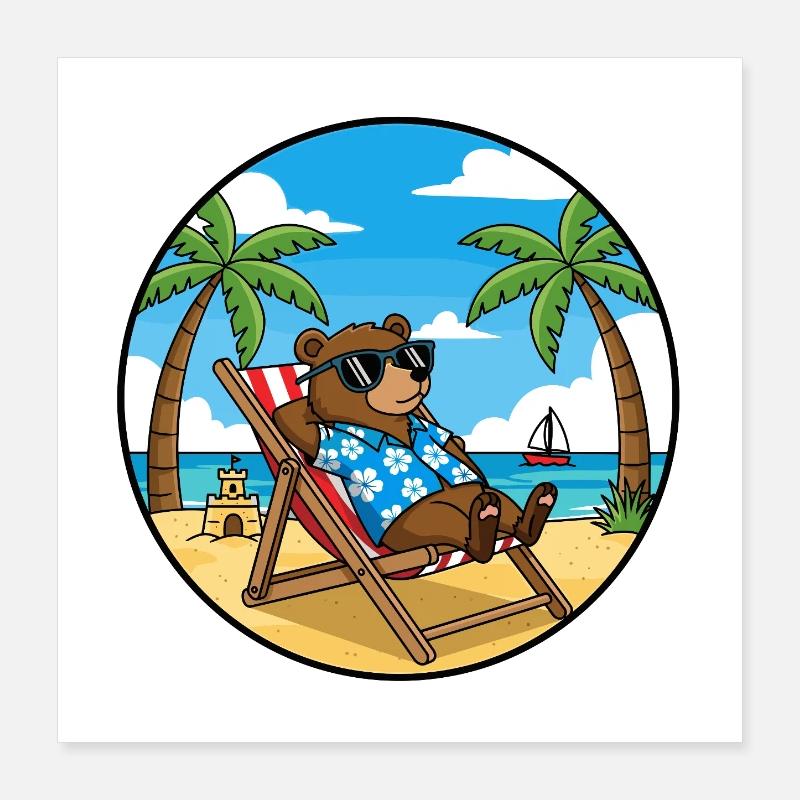 Ambiance estive des vacances à Cool Bear Beach Poster 40 x 40 cm