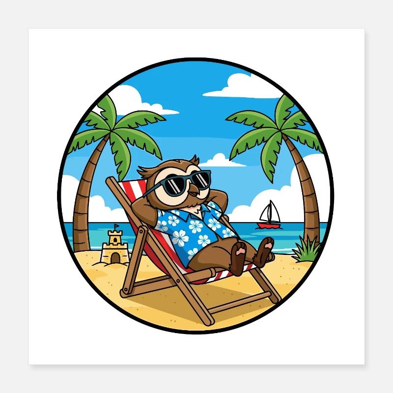 Coole Eulenstrandurlaub-Sommervibes Poster 40x40 cm