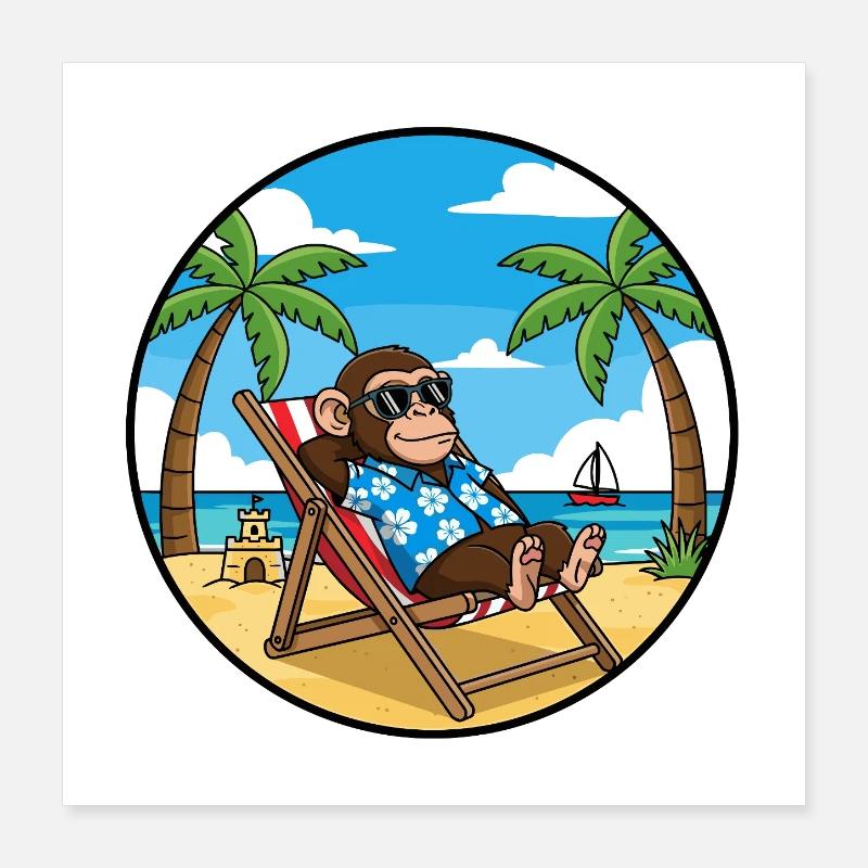Ambiance Vacances d’été à Monkey Beach Cool Poster 40 x 40 cm