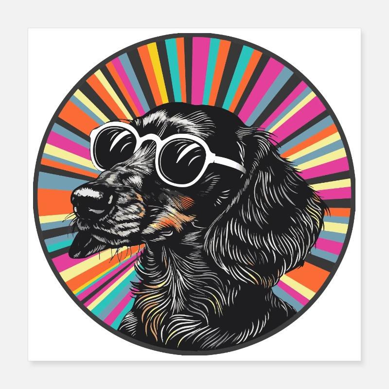 Dog with sunglasses Poster 16" x 16" (40x40 cm)