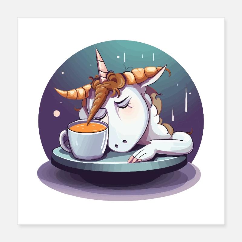 Tired Unicorn Coffee Magic Poster 16" x 16" (40x40 cm)