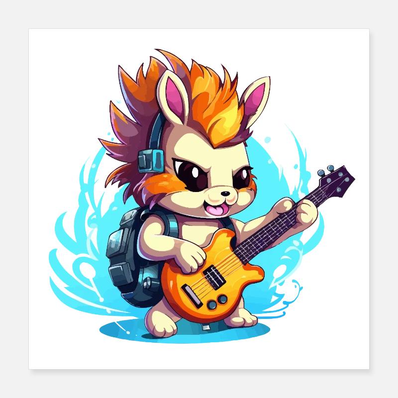 Hérisson héros de la guitare avec ampli Poster 40 x 40 cm