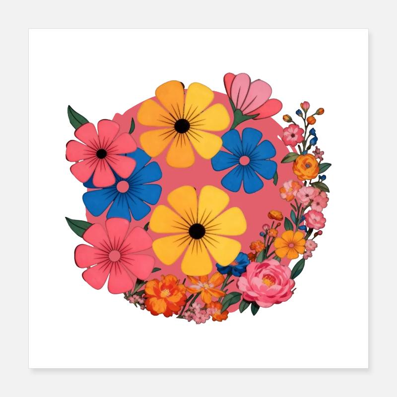 Des fleurs dans la pop rétro Poster 40 x 40 cm