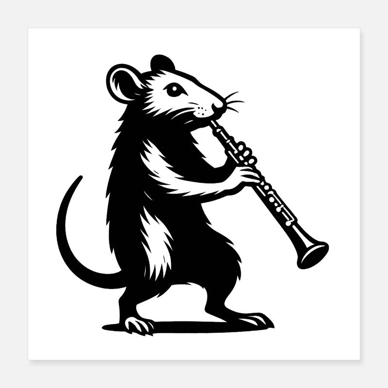 Clarinet-playing mouse Poster 16" x 16" (40x40 cm)