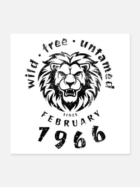 60e anniversaire Sauvage, libre et indompté depuis 02/1966 - Poster 40 x 40 cm - blanc - Devant