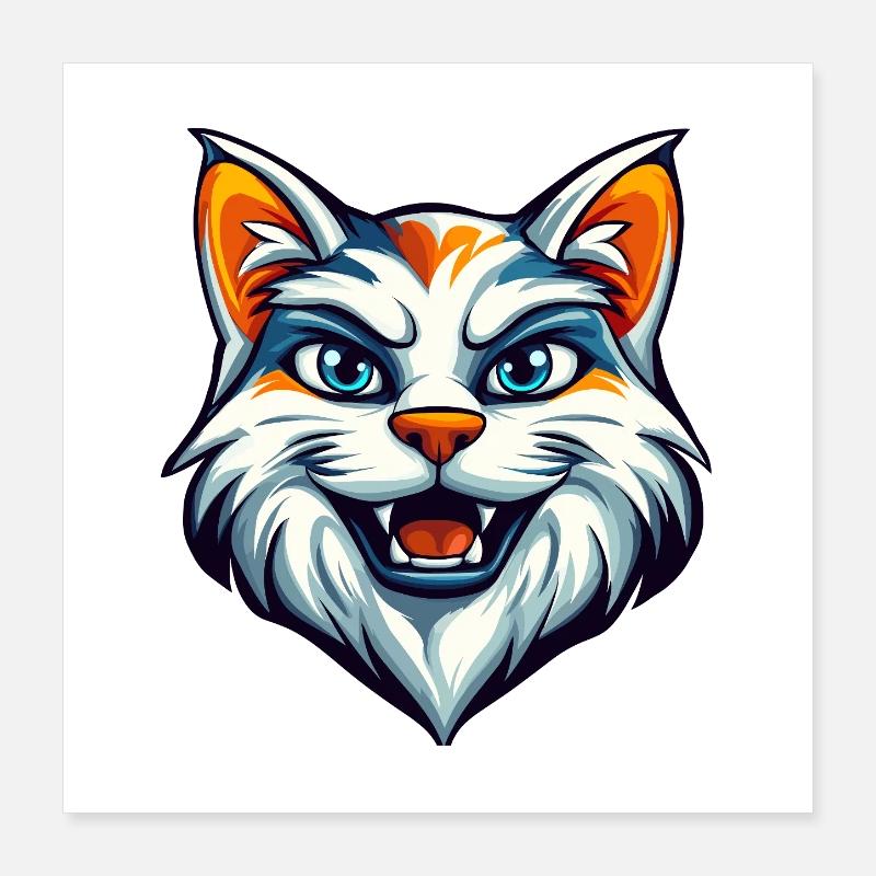 Wildes Katzen-Maskottchen-Logo Poster 40x40 cm