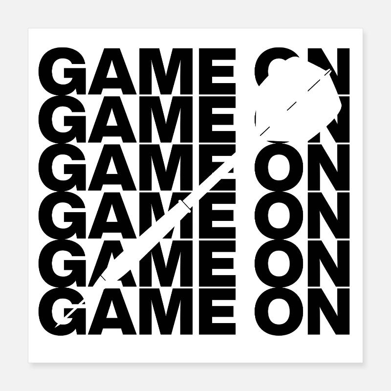 Game On: Dart Attack! ONEHUNDRETEIGHTY, Pfeil weiß Poster 40x40 cm