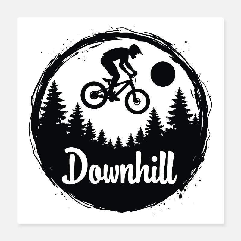 Aventure de VTT en descente dans la forêt Poster 40 x 40 cm