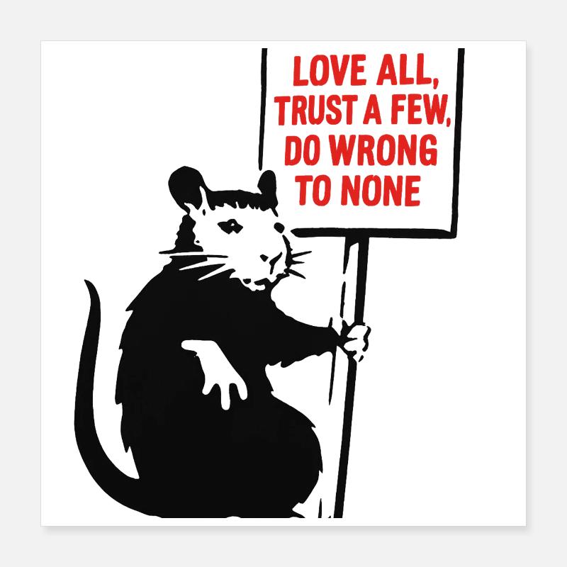 Ratte mit Protest-Schild Poster 40x40 cm