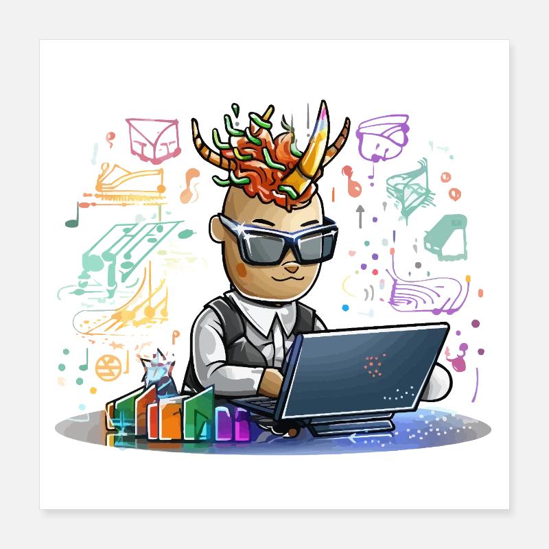 Infernal designer on laptop Poster 16" x 16" (40x40 cm)