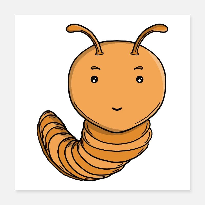 Mignonne Chenille Pourpre Pourpre Joyeuse Kawaii Poster 40 x 40 cm