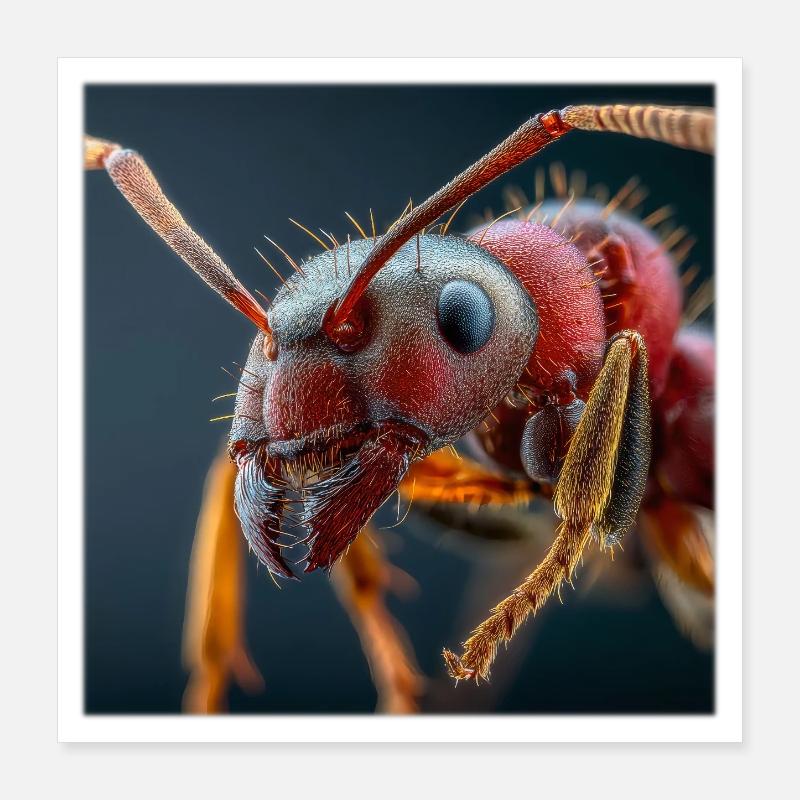 Portrait macro des fourmis Faune réaliste Poster 40 x 40 cm