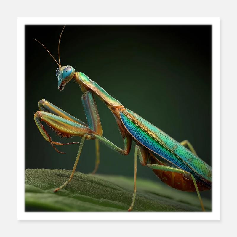 Schillernde Gottesanbeterin im Makro-Stil Poster 40x40 cm