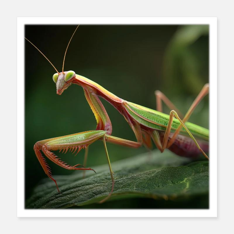 Mante religieuse macro élégante Poster 40 x 40 cm