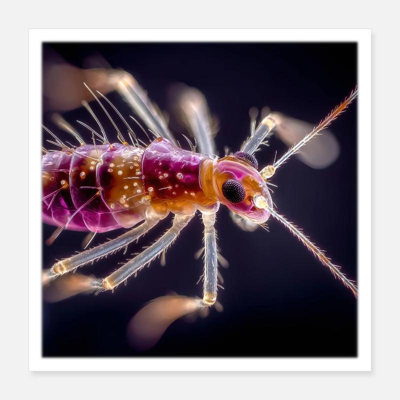 Neon Insect Macro – Abstract Micro World Design Poster 16" x 16" (40x40 cm)
