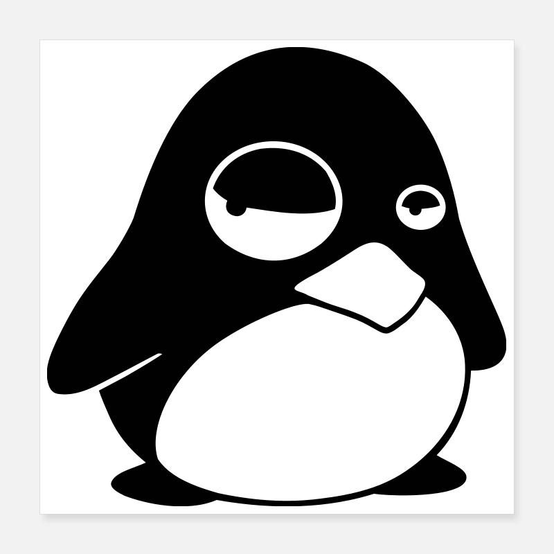 Grumpy Tux – Funny Linux Penguin for Nerds Poster 16" x 16" (40x40 cm)