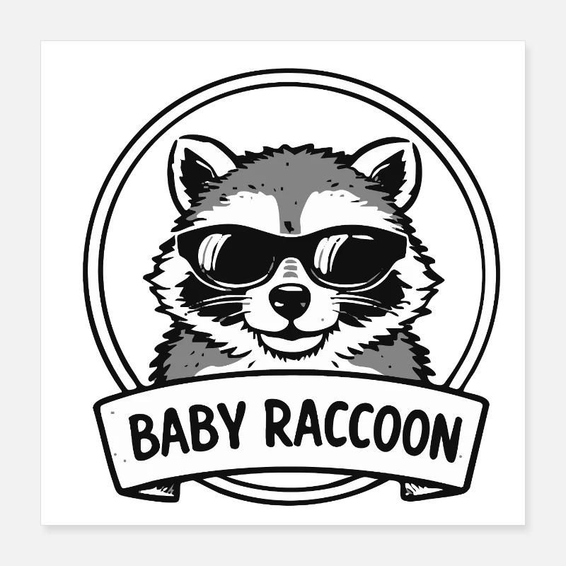 Logo des lunettes de soleil bébé raton laveur Poster 40 x 40 cm