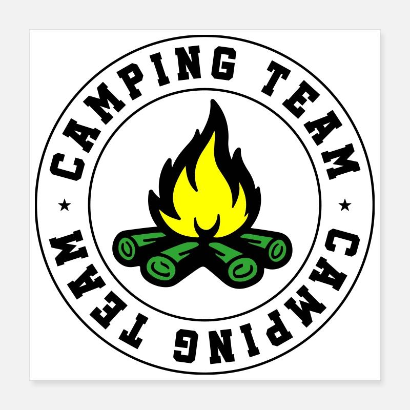 Équipe de camping Feu de camp Poster 40 x 40 cm