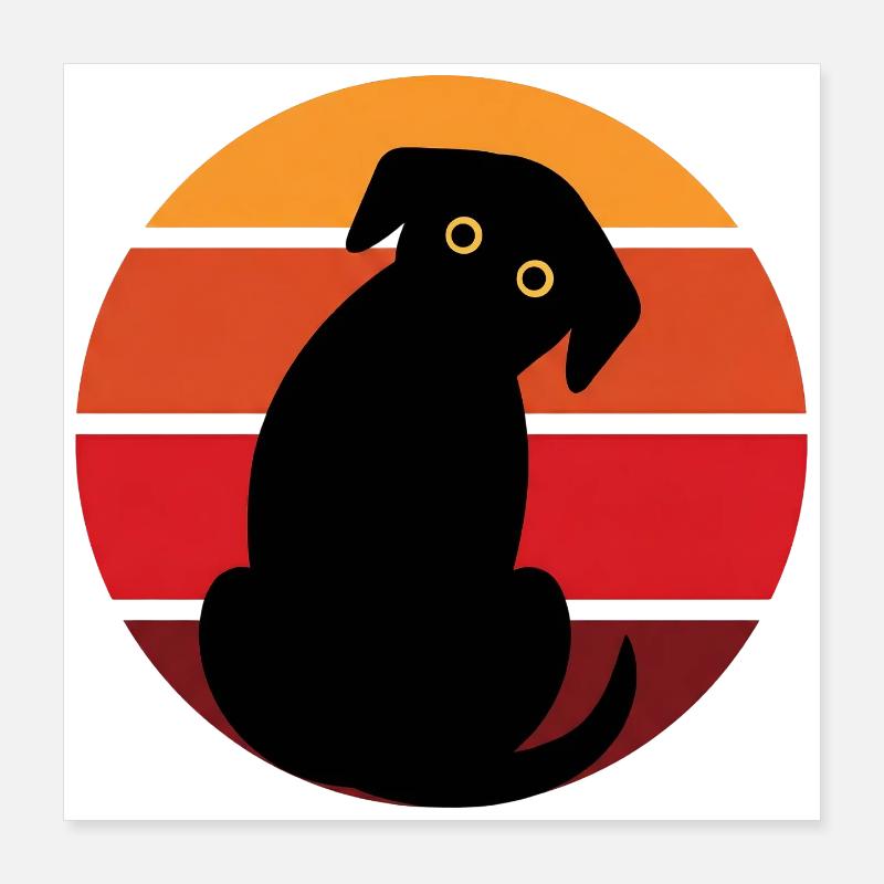 Coucher de soleil Hundesilu Poster 40 x 40 cm