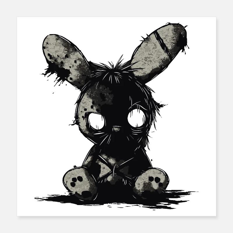 Dark Stuffed Bunny – Gothic Plush Motif Poster 16" x 16" (40x40 cm)