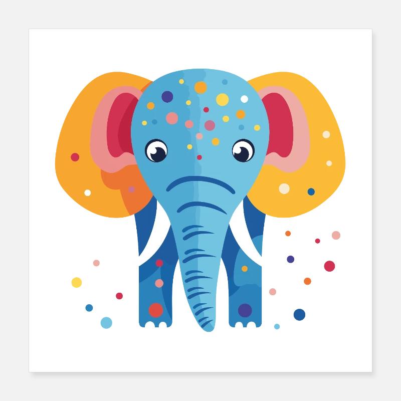 Colorful elephant confetti Poster 16" x 16" (40x40 cm)