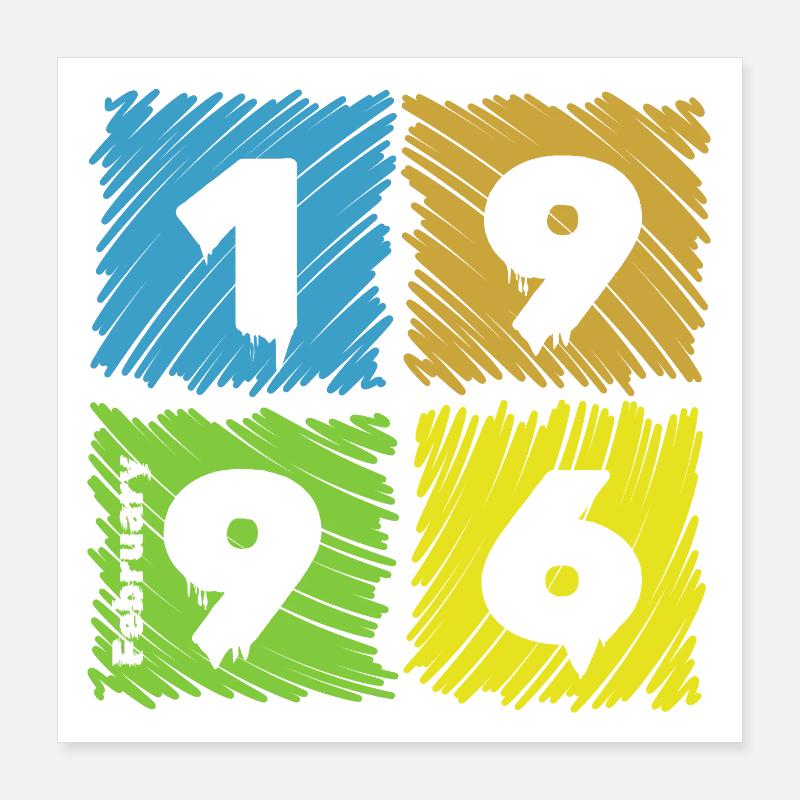 30th Birthday Colored Patches since 02/1996 Poster 16" x 16" (40x40 cm)