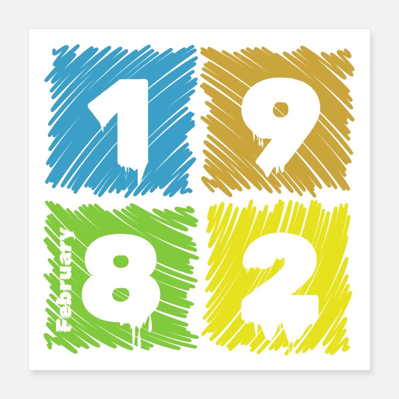 44. Geburtstag Farbige Patches since 02/1982 Poster 40x40 cm