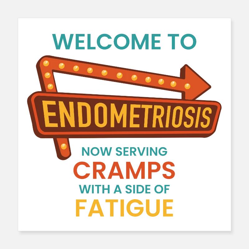 Endometriose-Bewusstsein – Retro-Diner-Schild Poster 40x40 cm