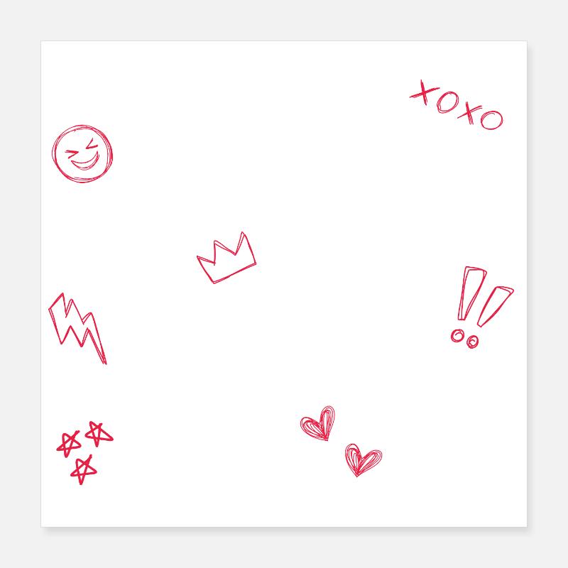 Herzkrone Doodle Pop Art Poster 40x40 cm