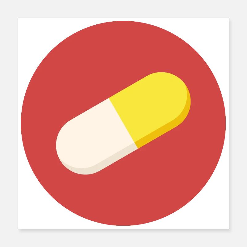 Logo with medicine capsule / tablet Poster 16" x 16" (40x40 cm)