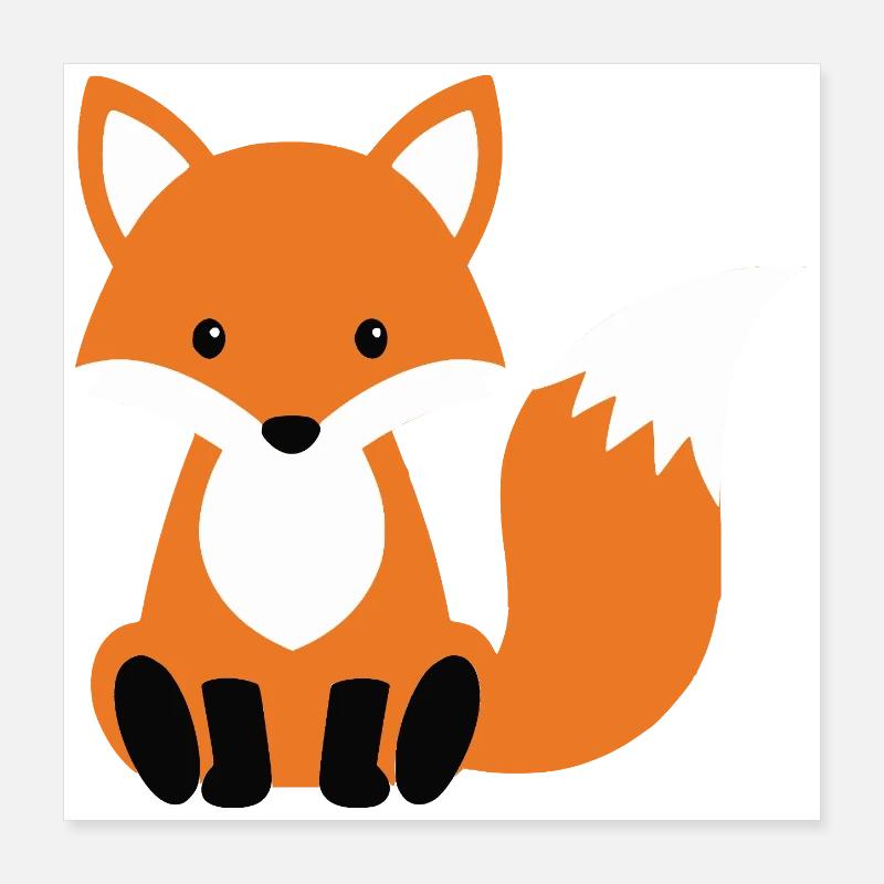 Süßer sitzender Fuchs minimalistischen Stil Poster 40x40 cm