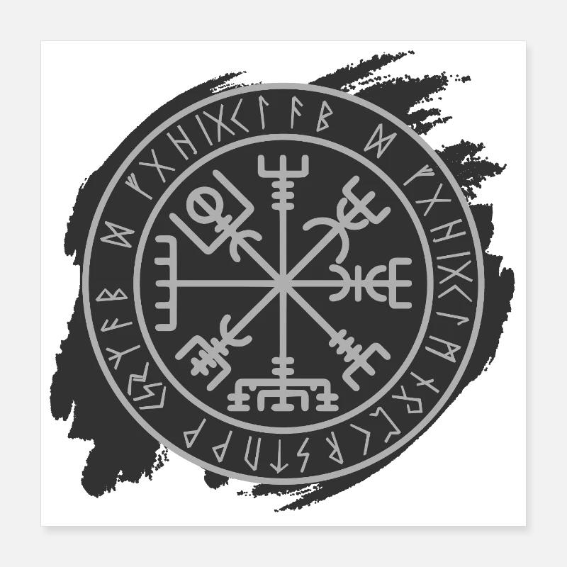 Vegvisir Wikinger Kompass Poster 40x40 cm