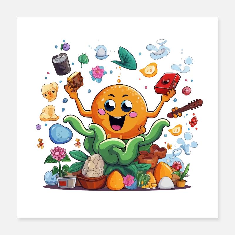 Fröhliche Orange im Kräutergarten Poster 40x40 cm