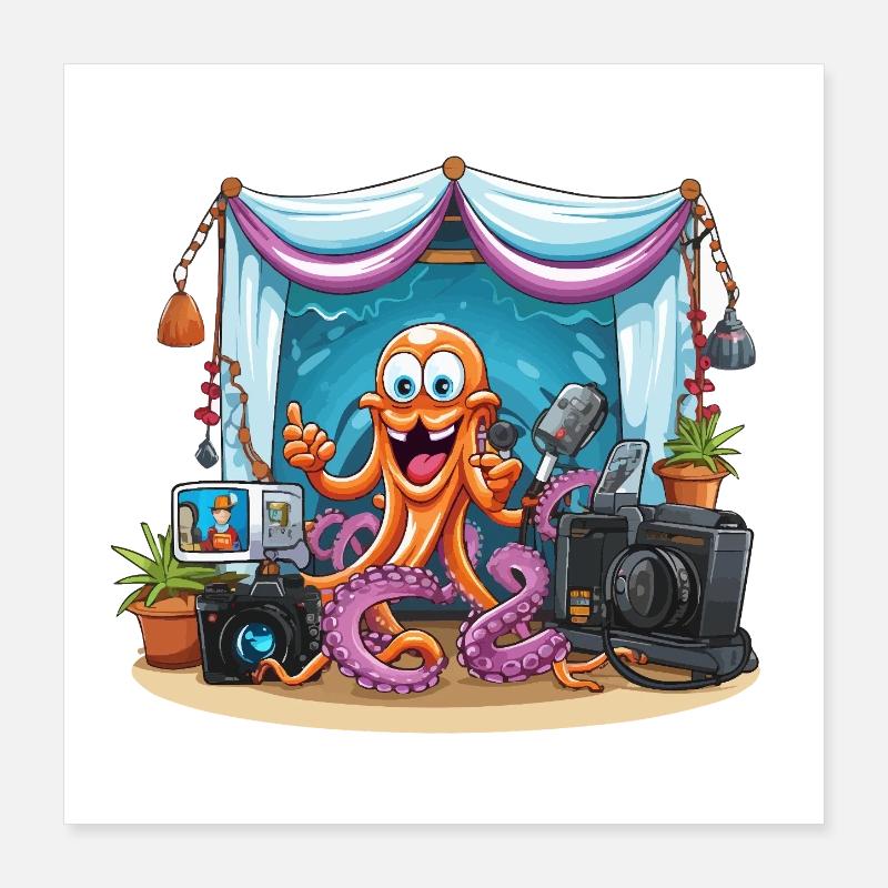 Influenceuse pieuvre sur scène Poster 40 x 40 cm