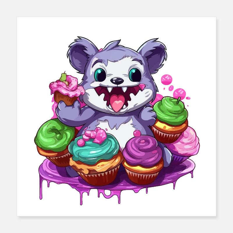 Candy Monster Cupcake Parade Poster 16" x 16" (40x40 cm)
