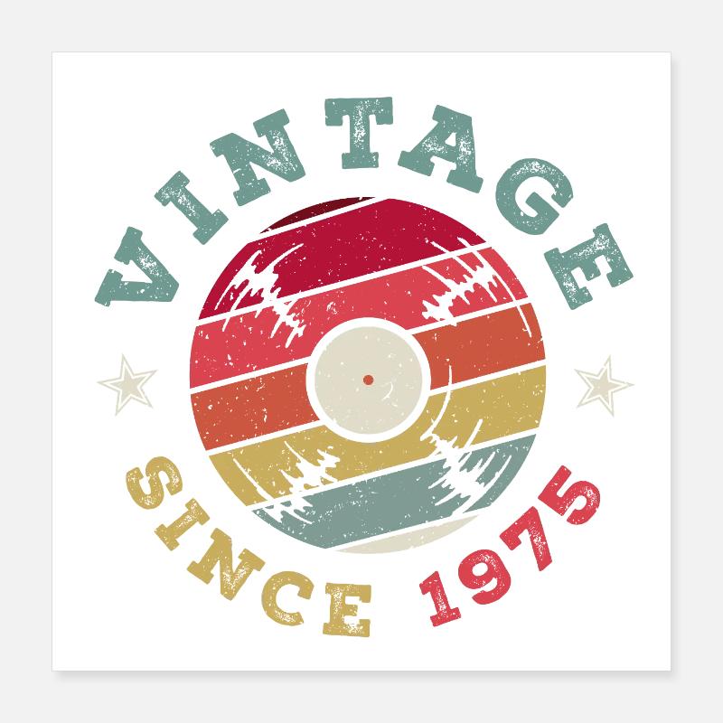 Vintage Vinyl 1975 Retro Turntable Poster 16" x 16" (40x40 cm)