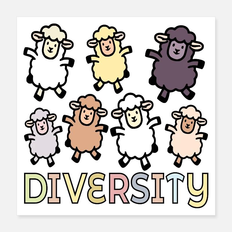Diversity Sheep Inclusion Poster 16" x 16" (40x40 cm)
