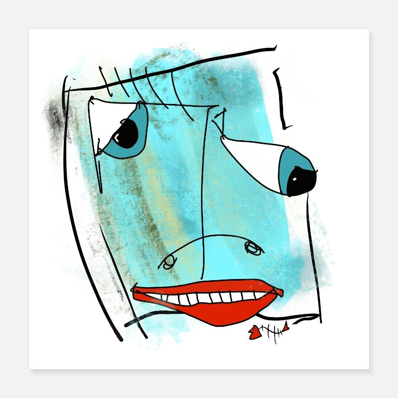 Abstract Face Design Watercolor Poster 16" x 16" (40x40 cm)