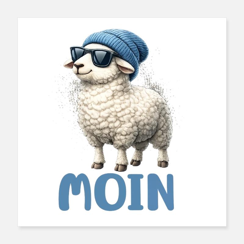 Moin Schaf mit Sonnenbrille Poster 40x40 cm